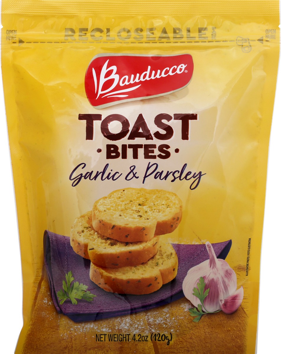 slide 1 of 12, Bauducco Garlic And Parsley Toast Bite, 4.2 oz