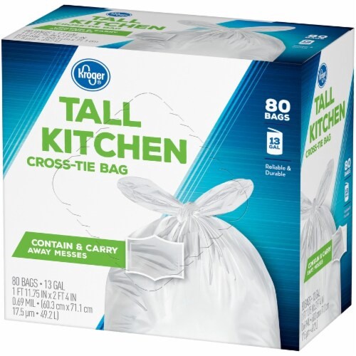 slide 3 of 3, KrogerTall Kitchen Cross Tie Bags, 80 ct