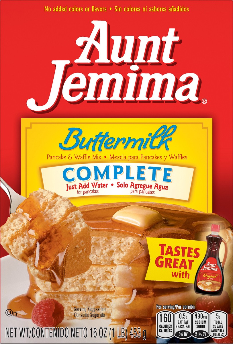 slide 2 of 6, Aunt Jemima Complete Buttermilk Pancake And Waffle Mix 16 Oz, 1 lb