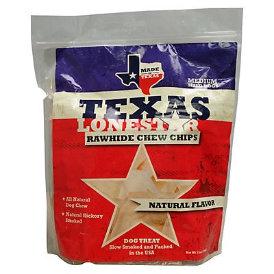 slide 1 of 1, Texas Lone Star Rawhide Chew Chips, 12 oz