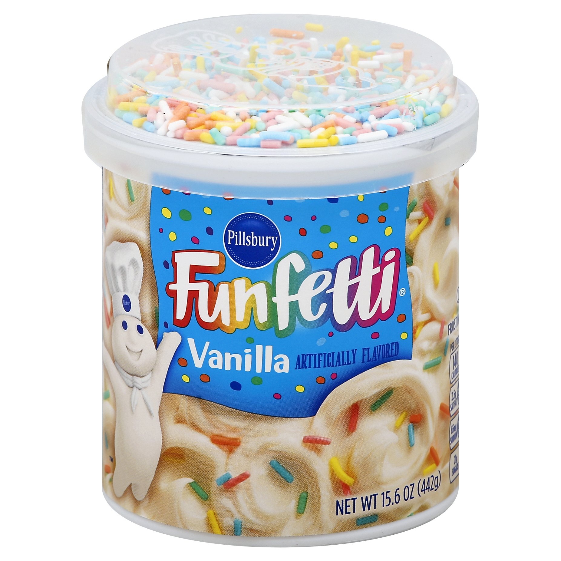 slide 1 of 3, Pillsbury Funfetti Vanilla Frosting, 15.6 oz