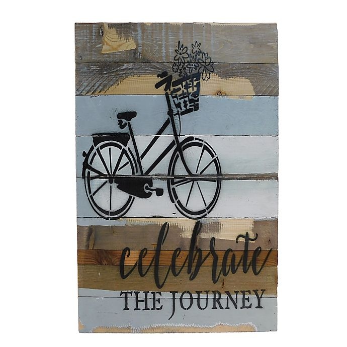 slide 1 of 1, Sweet Bird & Co. Reclaimed Wood Celebrate the Journey'' Square Wall Art'', 24 in