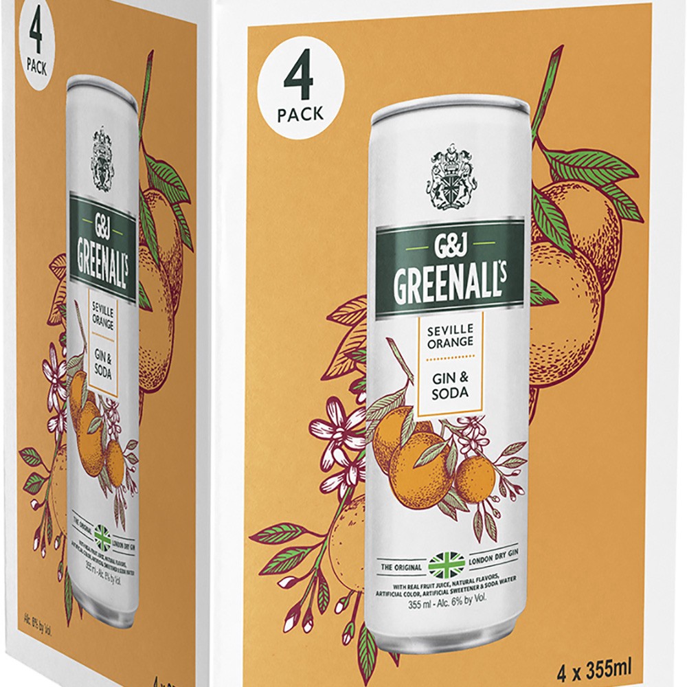 slide 1 of 1, G&j Greenall's Seville Orange, 4 ct; 355 ml