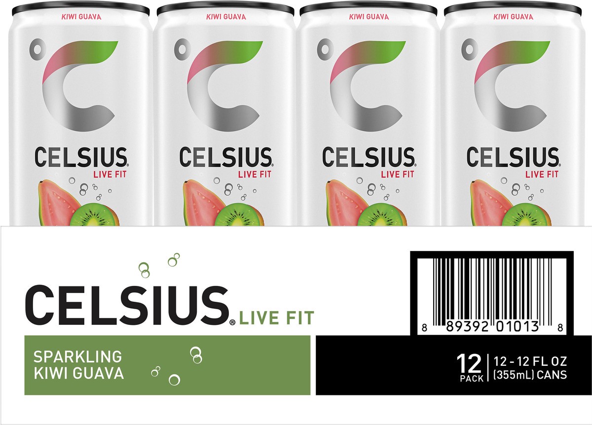 slide 5 of 5, CELSIUS Sparkling Kiwi Guava, Functional Essential Energy Drink 12 Fl Oz (Pack of 12), 12 ct