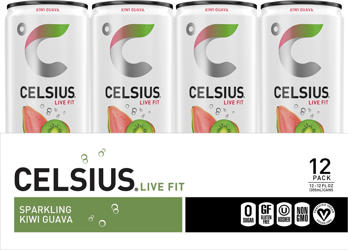 slide 4 of 5, CELSIUS Sparkling Kiwi Guava, Functional Essential Energy Drink 12 Fl Oz (Pack of 12), 12 ct