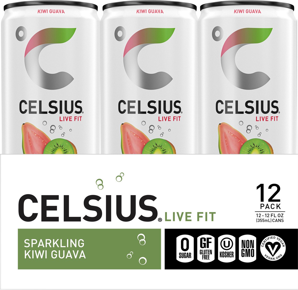 slide 2 of 5, CELSIUS Sparkling Kiwi Guava, Functional Essential Energy Drink 12 Fl Oz (Pack of 12), 12 ct