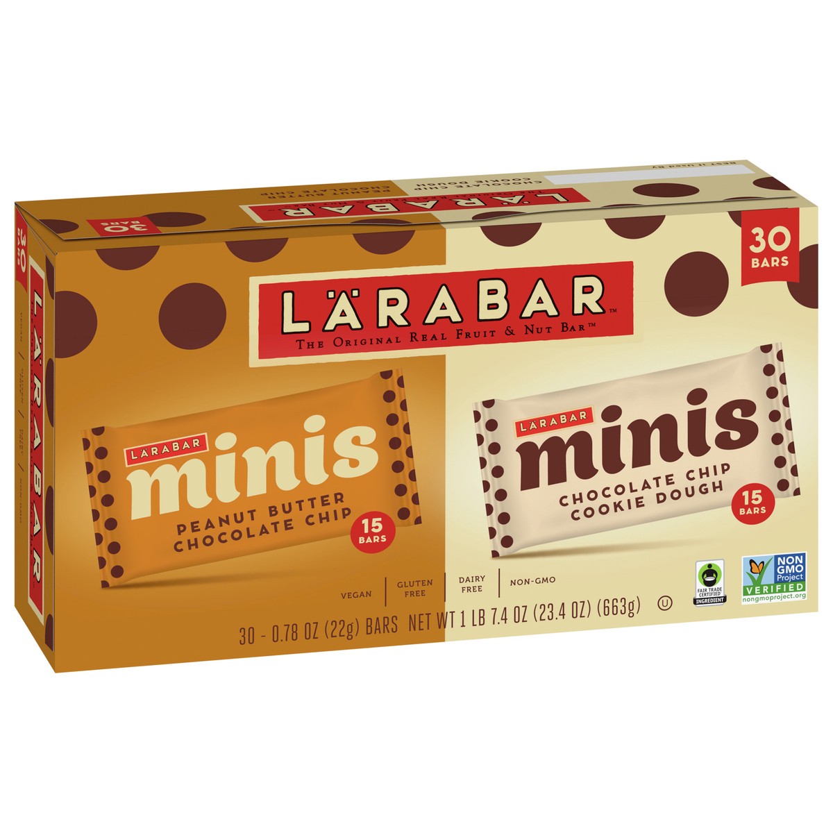 slide 8 of 9, LÄRABAR Chocolate Mini Bars Variety Pack, Gluten Free Vegan Fruit & Nut Bars, 30 ct, 18 ct