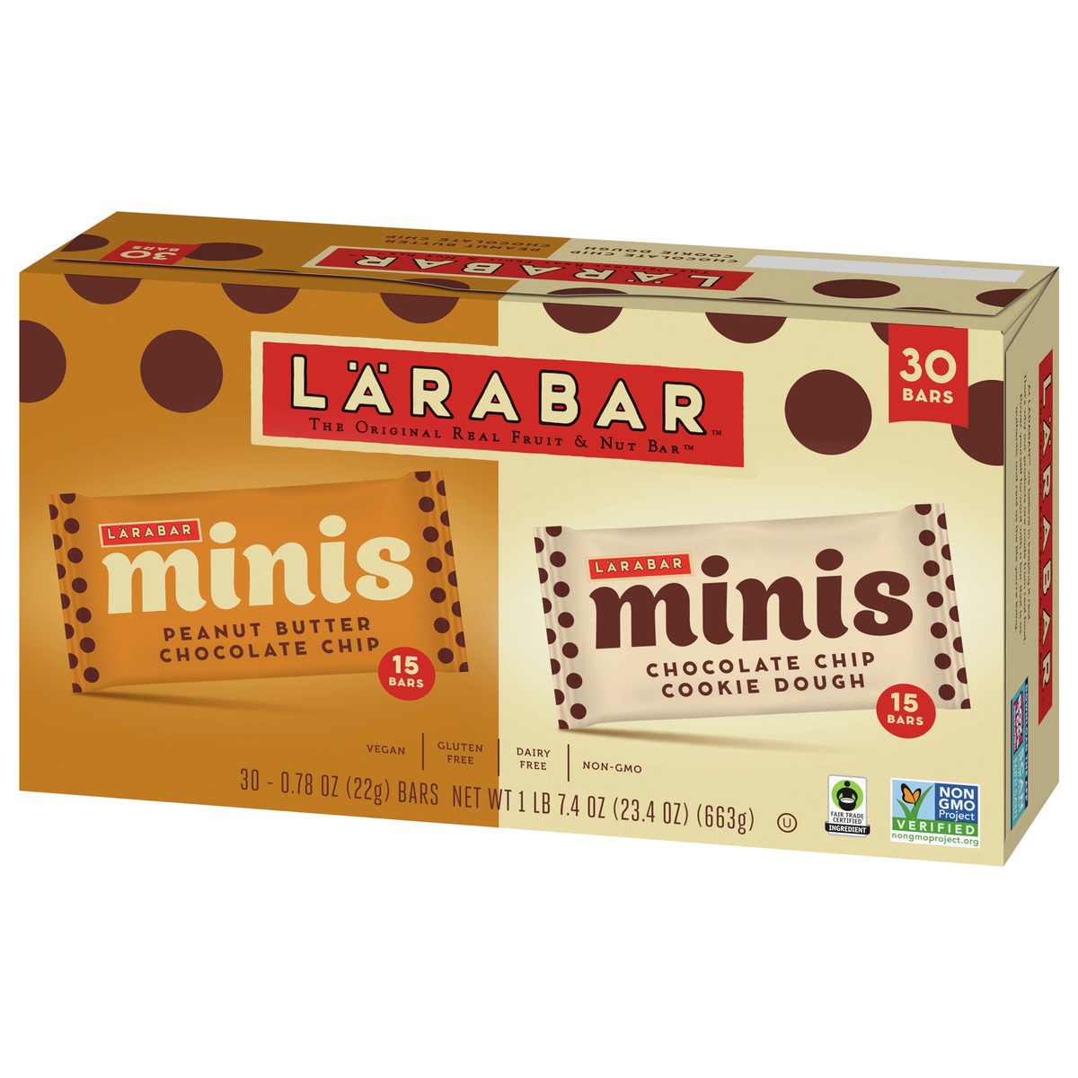 slide 6 of 9, LÄRABAR Chocolate Mini Bars Variety Pack, Gluten Free Vegan Fruit & Nut Bars, 30 ct, 18 ct