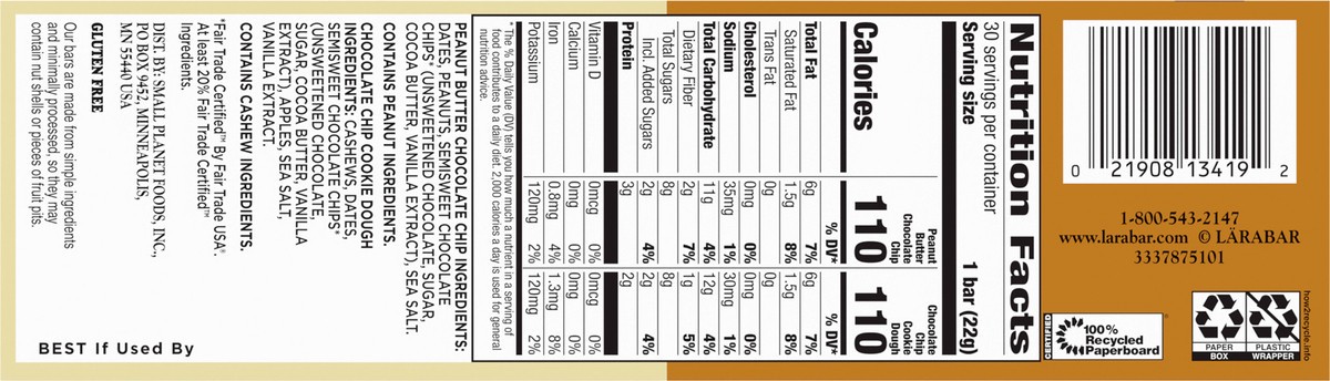 slide 5 of 9, LÄRABAR Chocolate Mini Bars Variety Pack, Gluten Free Vegan Fruit & Nut Bars, 30 ct, 18 ct