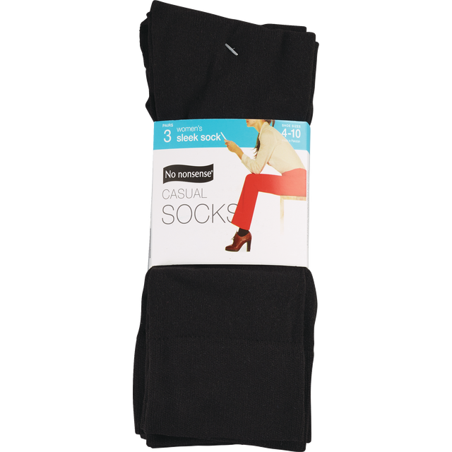 slide 1 of 1, No Nonsense Women's Casual Sleek Solid Black Socks, 3 ct