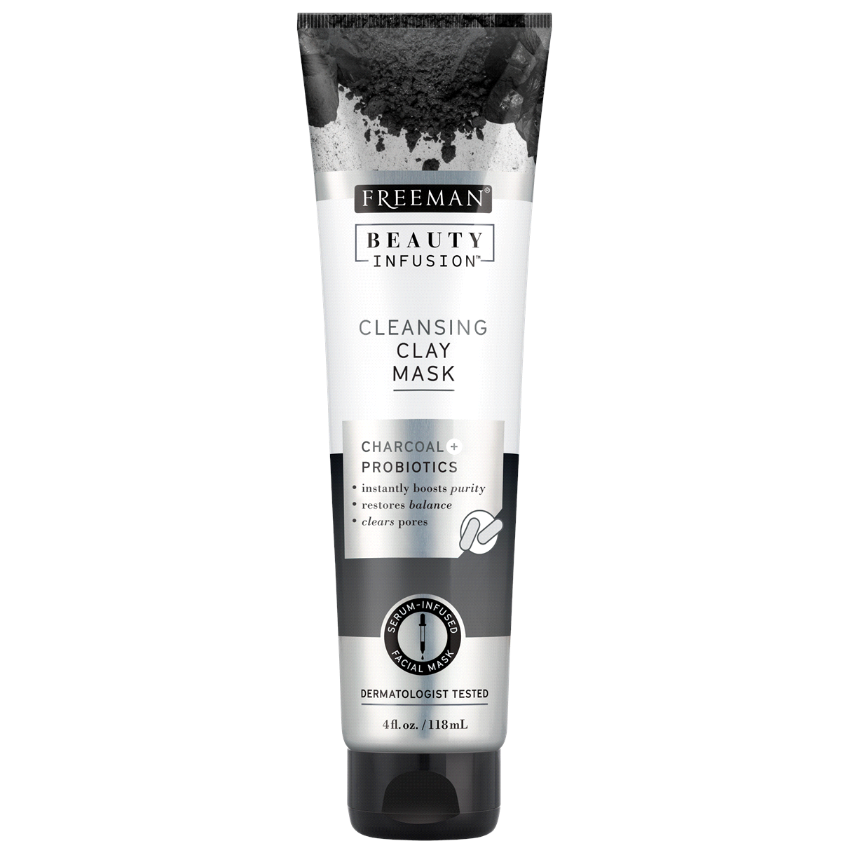 slide 1 of 1, Freeman Beauty Infusion Cleansing Clay Mask with Charcoal + Probiotics, 4 oz