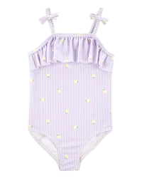 Carter's Toddler 1-Piece Striped Lemon Swimsuit Purple 4T