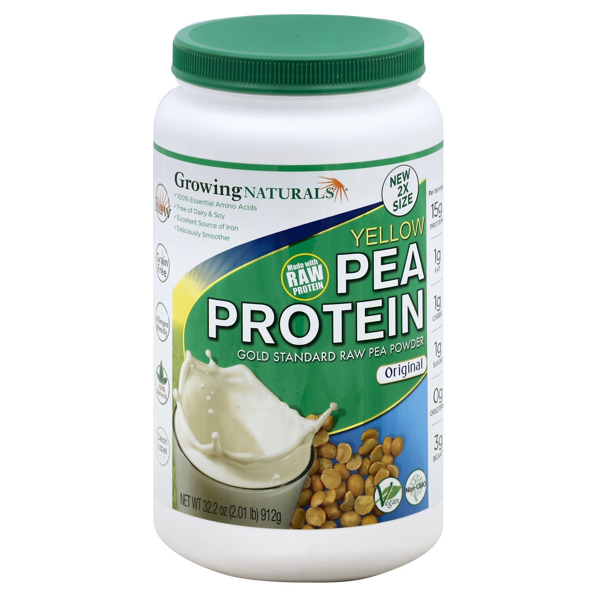 slide 3 of 3, Growing Naturals Pea Protein 32.2 oz, 32.20 oz