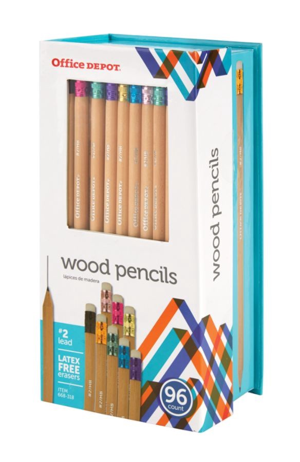 slide 4 of 4, Office Depot Brand Natural Wood Pencils, Unsharpened, #2 Medium Soft Lead, Pack Of 96, 96 ct