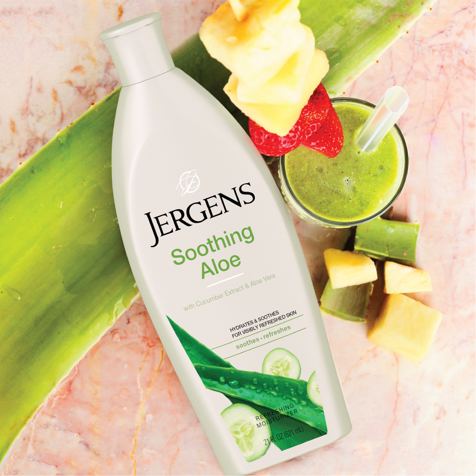 slide 4 of 5, Jergens Refreshing Soothing Aloe Moisturizer 10 oz, 10 oz