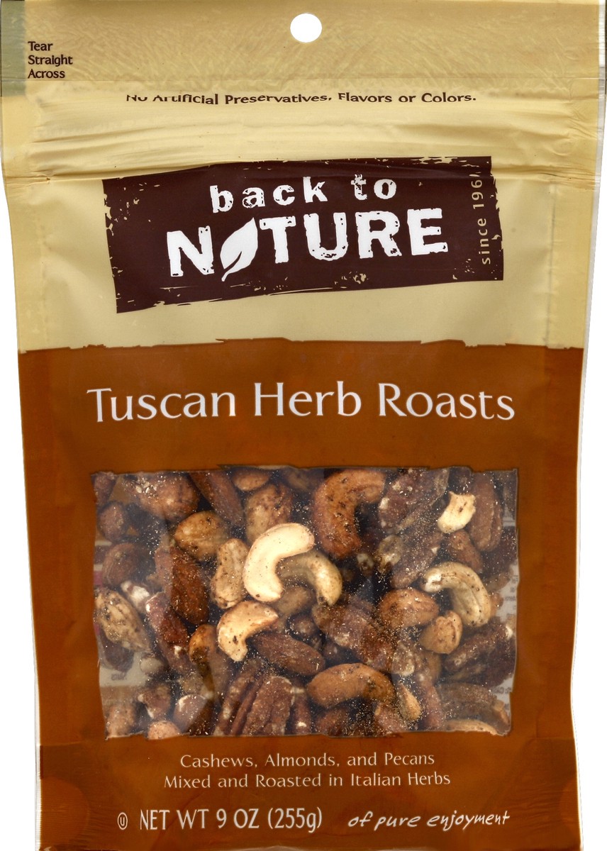 slide 2 of 3, Back to Nature Tuscan Herb Roasts Nuts 9 oz. Bag, 9 oz