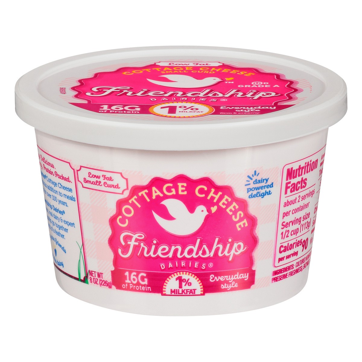 slide 1 of 13, Friendship Dairies Low Fat 1% Milkfat Everyday Style Small Curd Cottage Cheese 8 oz, 8 oz