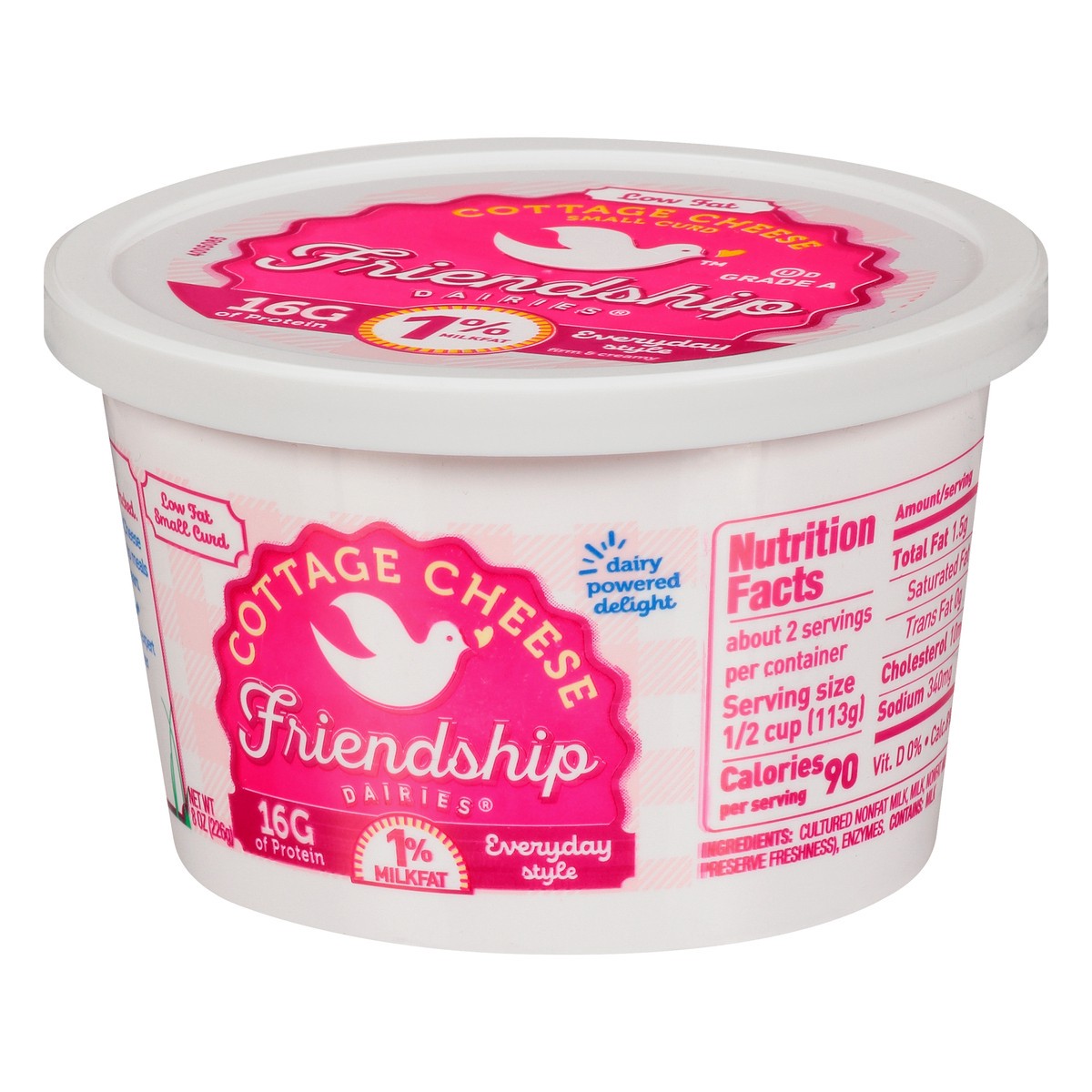 slide 10 of 13, Friendship Dairies Low Fat 1% Milkfat Everyday Style Small Curd Cottage Cheese 8 oz, 8 oz