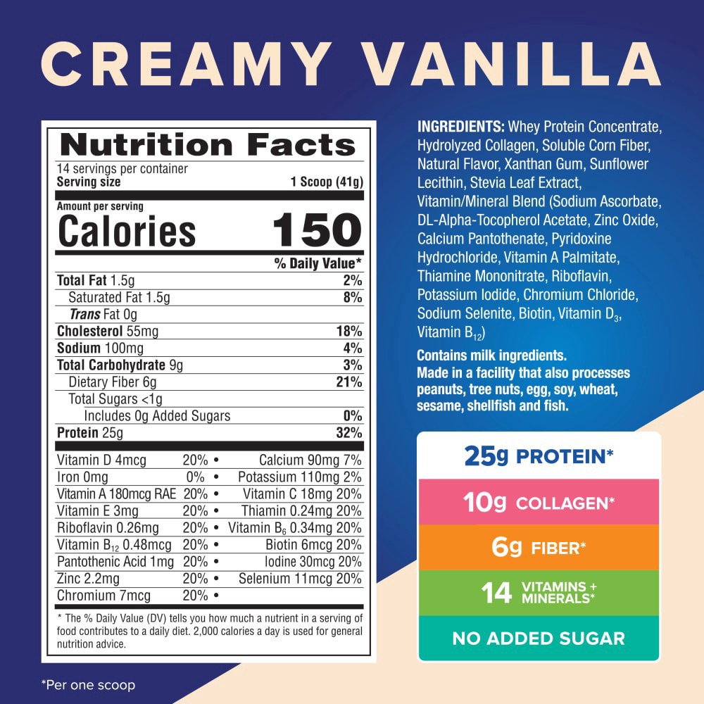 slide 3 of 6, Pure Protein All In One Vanilla Powder, 1.25 lb / 20 oz