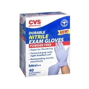 slide 1 of 1, CVS Health Durable Nitrile Exam Gloves Powder Free, 40 ct