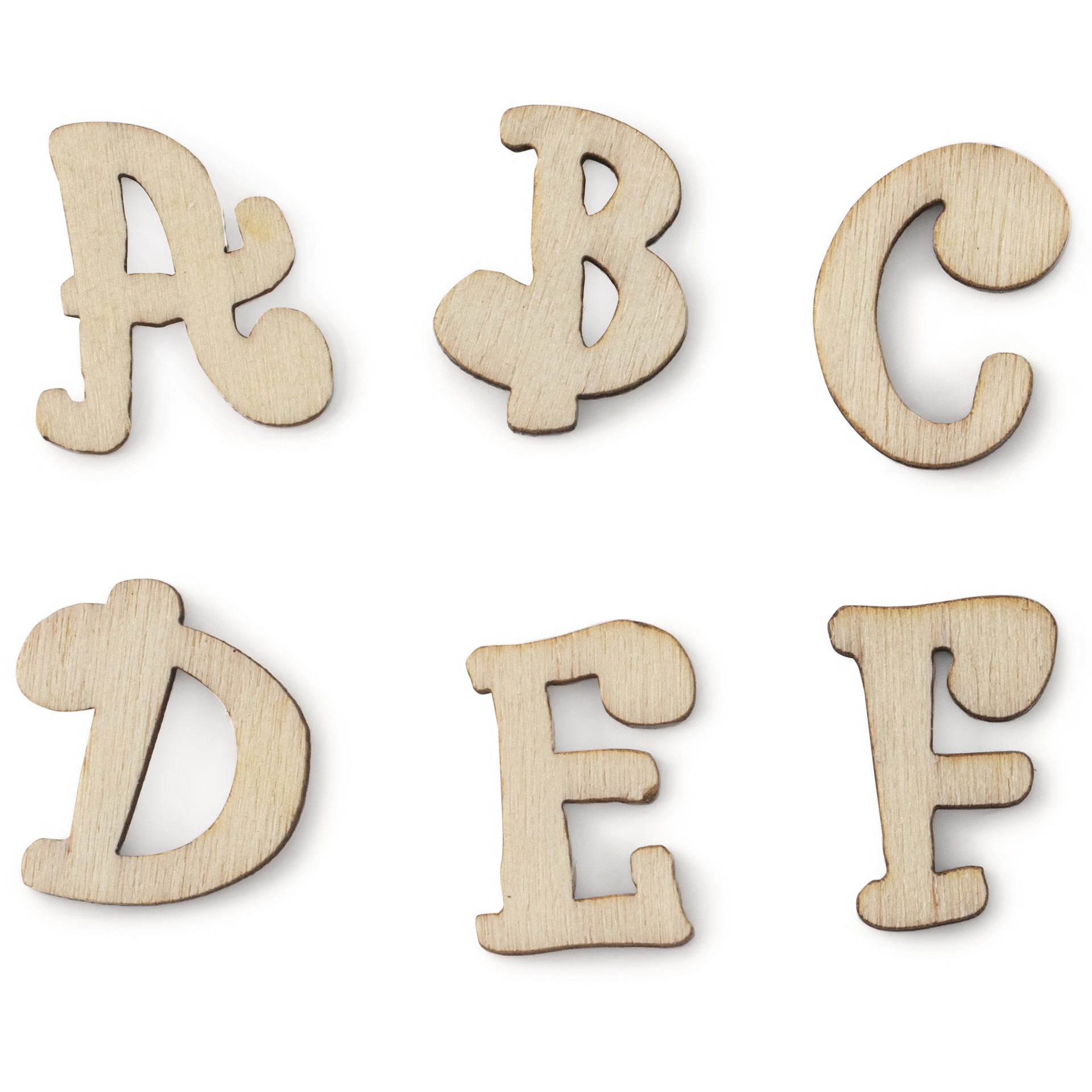 slide 3 of 3, 3/4" Curlz Wood Letters, 54ct. By Make Market, 54 ct