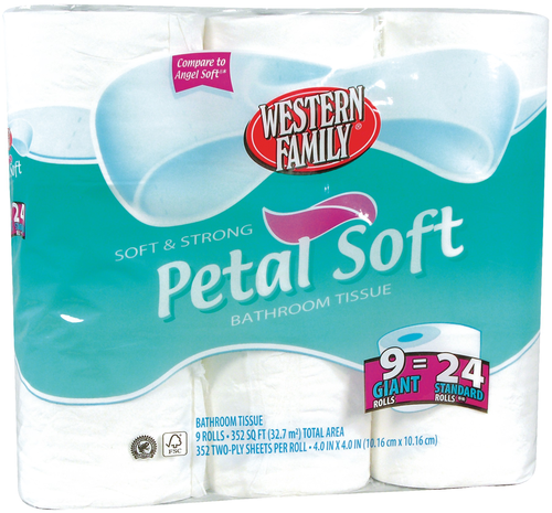 slide 1 of 1, Western Family Petal Soft Mega Roll, 9 ct