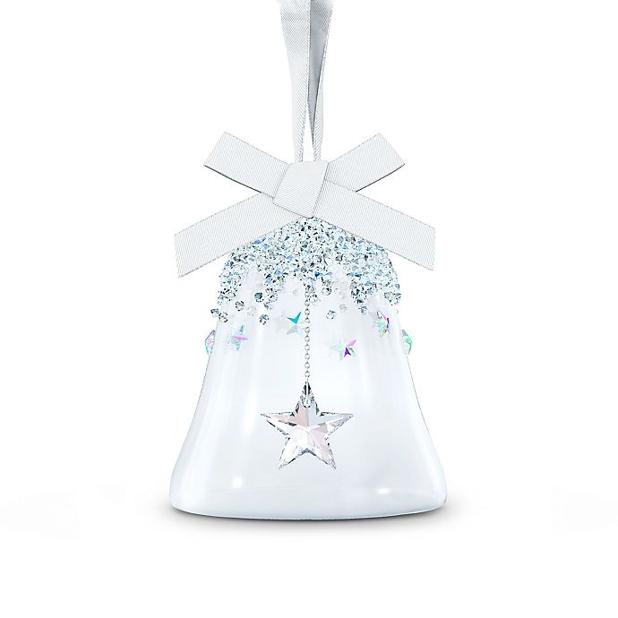 slide 1 of 1, Swarovski Crystal Small Star Bell Ornament - Blue, 3 in