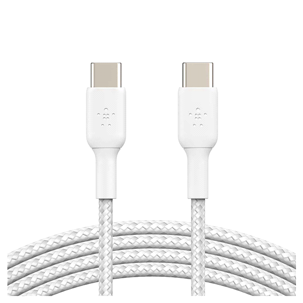 slide 19 of 21, Belkin Usb-C-To-Usb-C Braided Cable, 3.3', White, Cab004Bt1Mwh, 1 ct