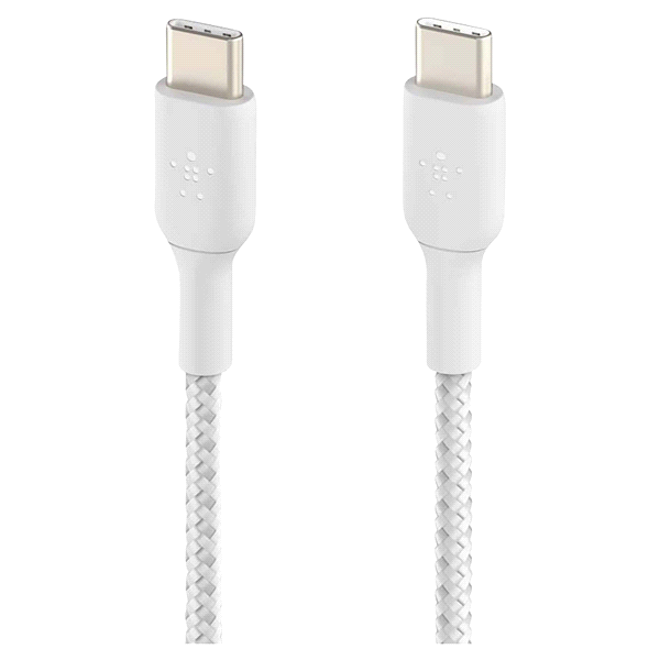 slide 18 of 21, Belkin Usb-C-To-Usb-C Braided Cable, 3.3', White, Cab004Bt1Mwh, 1 ct