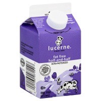 slide 1 of 1, Lucerne Dairy Farms Half And Half Ultra Pasteurized Fat Free, 16 fl oz