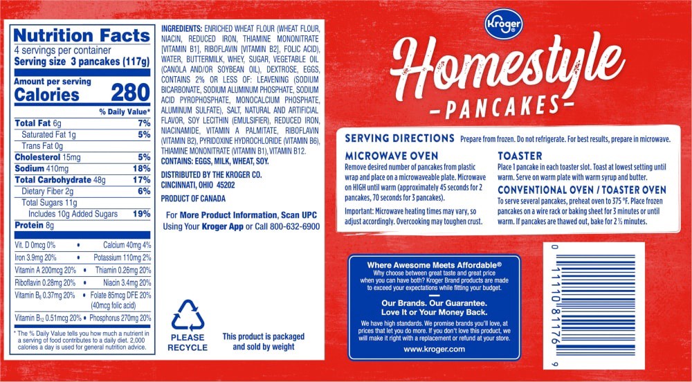slide 5 of 5, Kroger Original Pancakes, 12 ct