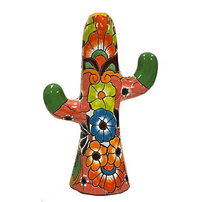 slide 1 of 1, Blue Orange Pottery Talavera Cactus, 1 ct