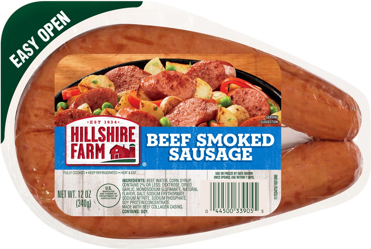 slide 2 of 4, Hillshire Farm® beef smoked sausage, 12 oz