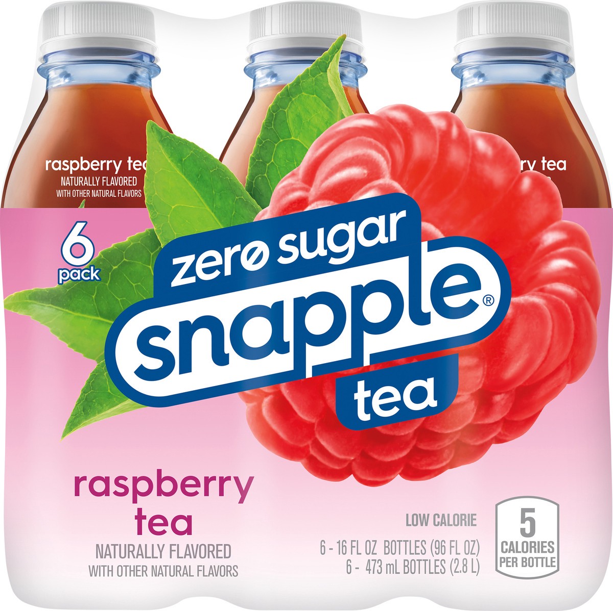 slide 2 of 7, Snapple Zero Sugar Raspberry Tea, 16 fl oz recycled plastic bottle, 6 pack, 6 ct