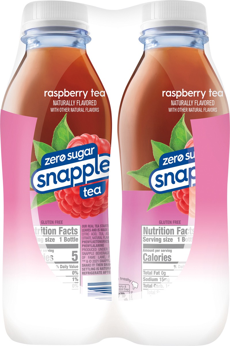 slide 4 of 7, Snapple Zero Sugar Raspberry Tea, 16 fl oz recycled plastic bottle, 6 pack, 6 ct