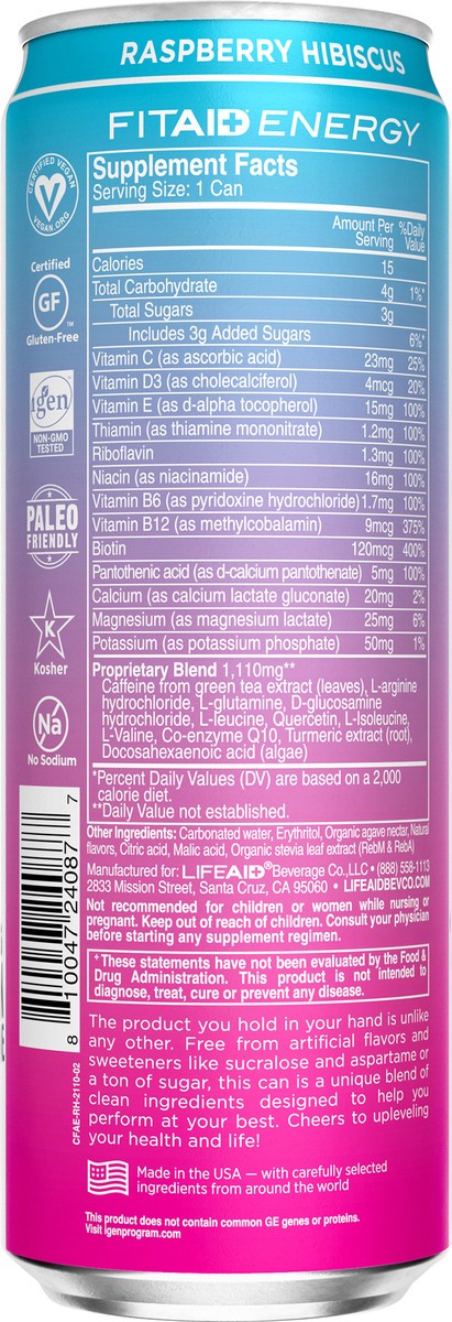 slide 2 of 11, Lifeaid Beverage Lifeaid Fitaid Energy Raspberry Beverage, 12 fl oz