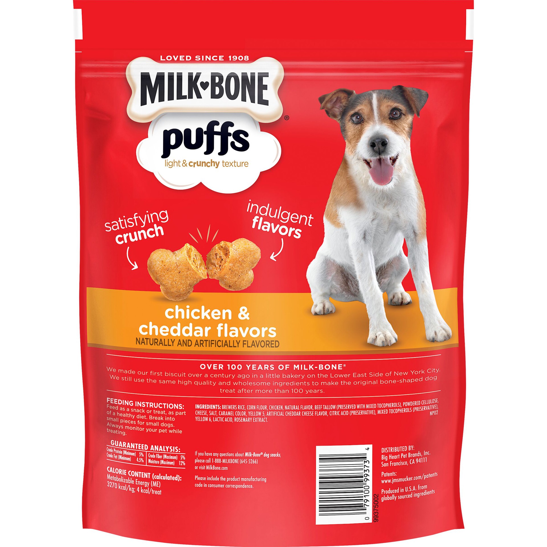 slide 3 of 4, Milk-Bone Puffs Crunchy Dog Treats, Chicken and Cheddar Flavor, Mini Size, 8-Ounce Bag, 8 oz