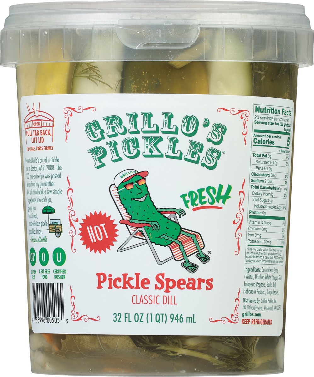 slide 3 of 9, Grillo's Pickles Pickle Spears, 32 fl oz