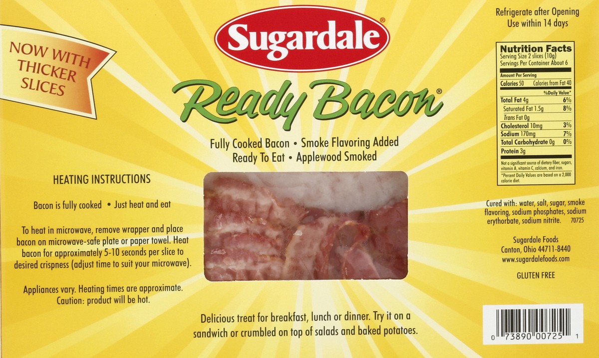 slide 10 of 10, Sugardale Fully Cooked Bacon, 2.1 oz