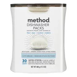 Method Dishwasher Detergent Packs, Free + Clear, 30 count
