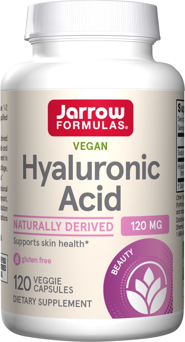 slide 2 of 4, Jarrow Formulas Hyaluronic Acid 120 mg - 120 Veggie Caps - 60 Servings - Bioavailable & Naturally Derived - Supports Skin Health - Pure Hyaluronic Acid - Dietary Supplement - Vegan, 1 ct