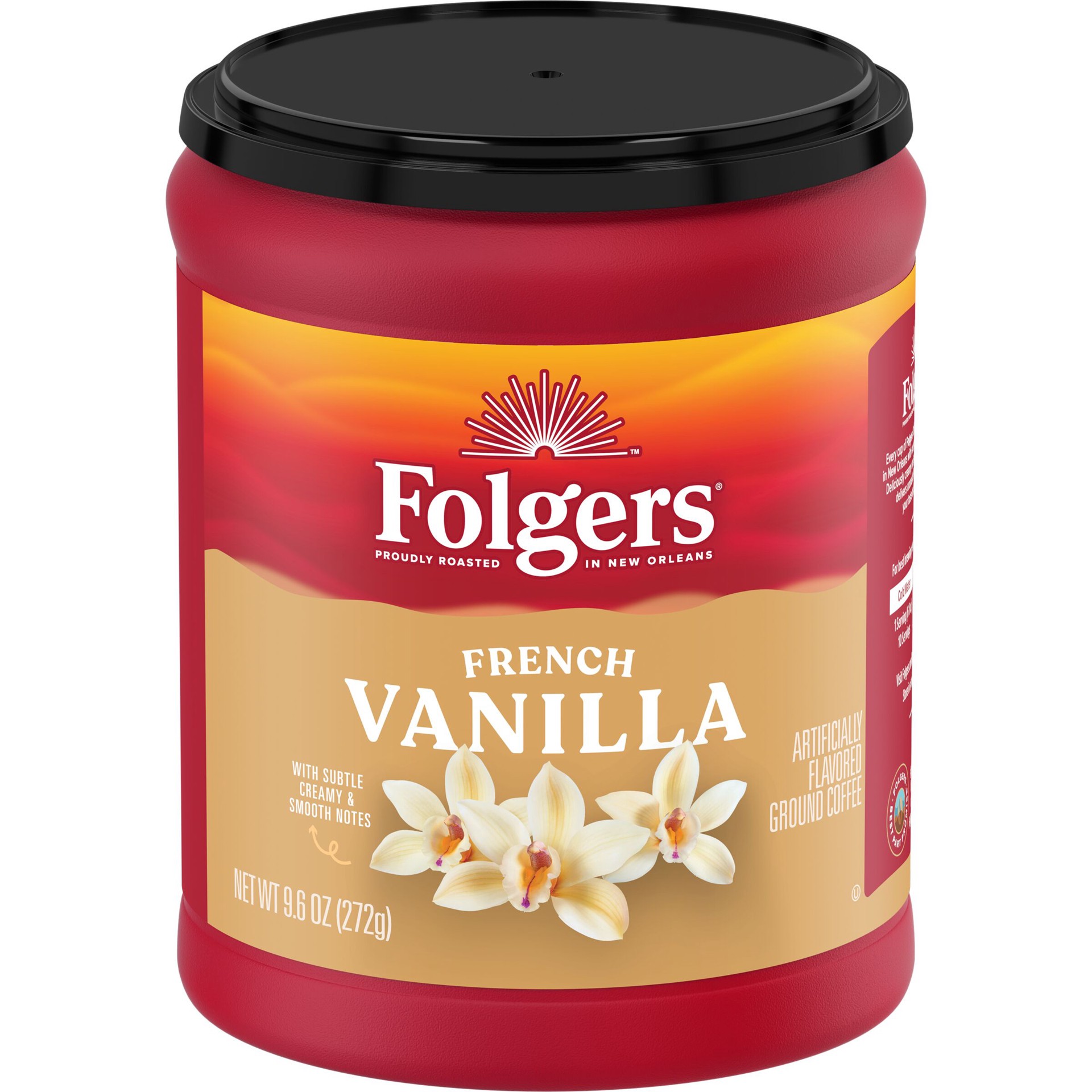 slide 6 of 6, Folgers French Vanilla Artificially Flavored Ground Coffee, 9.6 oz. Canister, 9.6 oz