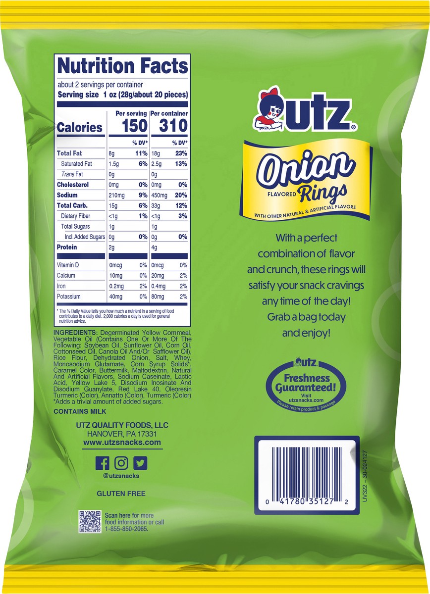 slide 6 of 7, Utz Utz Onion Rings - 2.12 oz, 2.125 oz