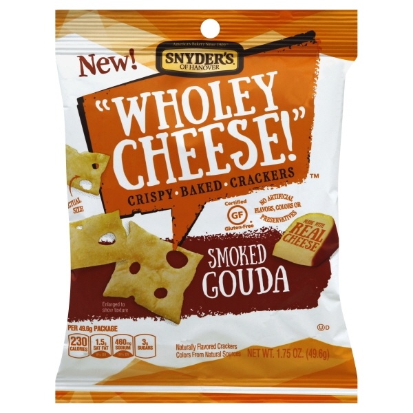 slide 1 of 1, Snyder's of Hanover"Wholey Cheese!" Smoked Gouda Crispy Baked Crackers, 1.75 oz