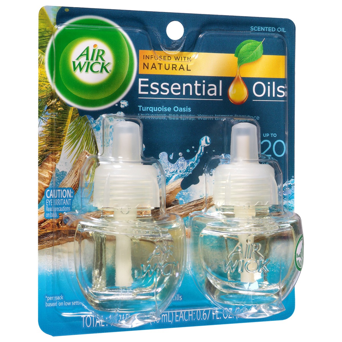 slide 2 of 9, Air Wick Plug in Scented Oil Refill, 2ct, Turquoise Oasis, Essential Oils, Air Freshener, 2 ct