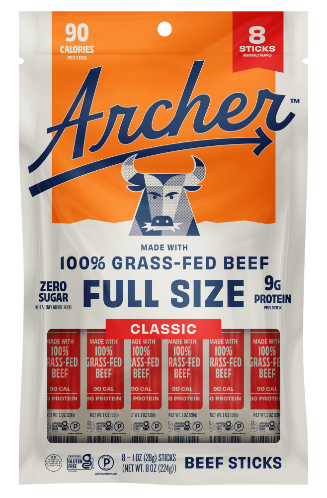 slide 1 of 1, Country Archer Full Size Beef Sticks, 8 ct