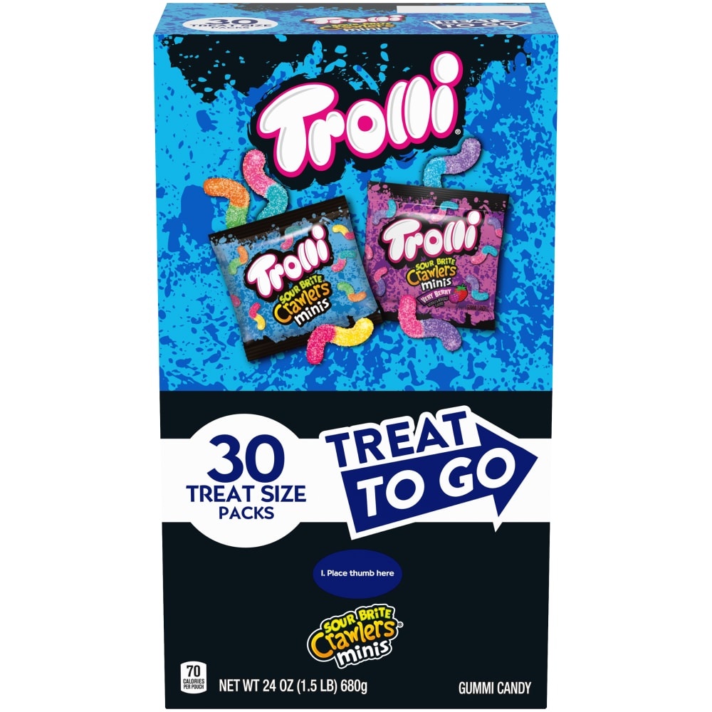 slide 1 of 1, Trolli Sour Brite Crawlers - Assorted - 30 Pk, 24 oz