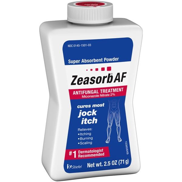 slide 1 of 1, Zeasorb Jock Itch Antifungal Treatment Super Absorbent Powder, 2.5 oz