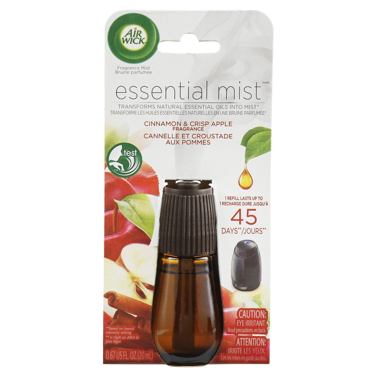 slide 1 of 1, Air Wick Essential Mist Cinnamon & Crisp Apple Air Freshener Refill, 0.67 fl oz