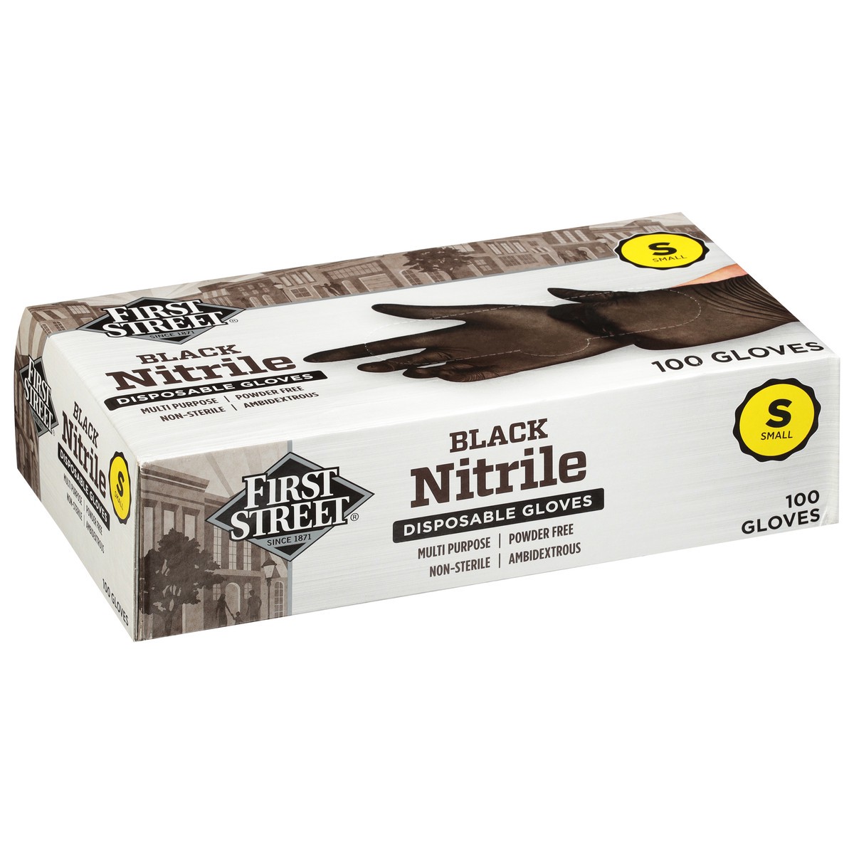 slide 2 of 12, First Street Black Nitrile Glove Small, 100 ct